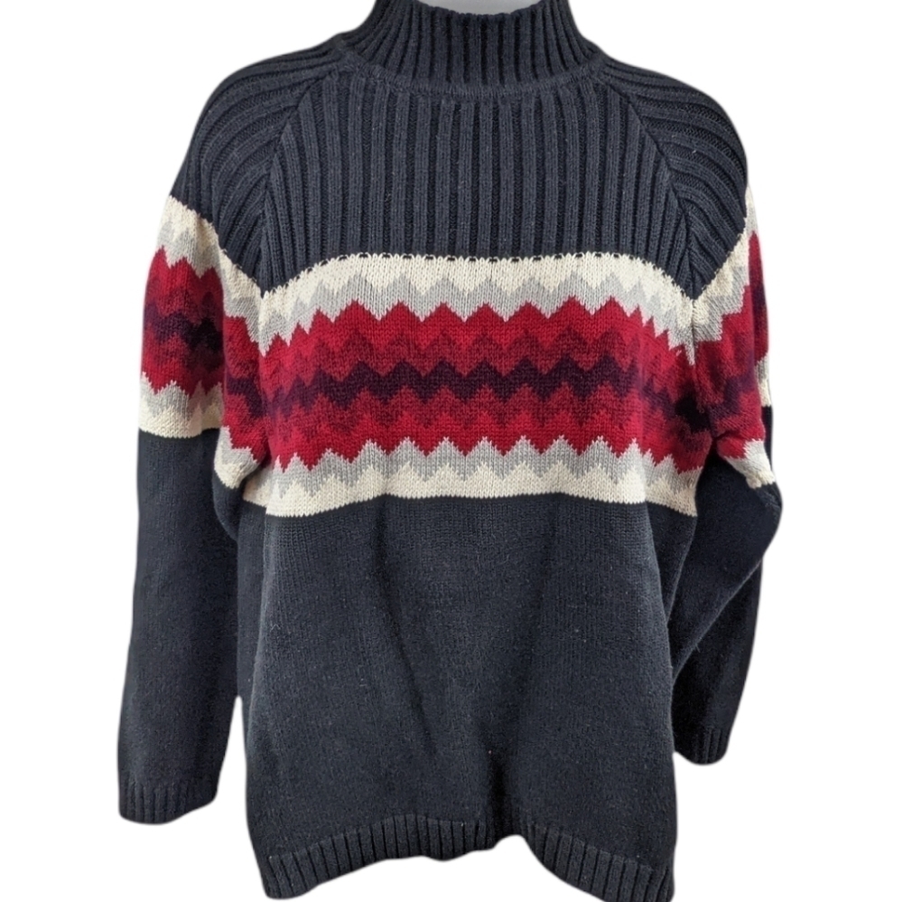Liz Claiborne Retro Fair Isles Mock Neck Sweater Sz L